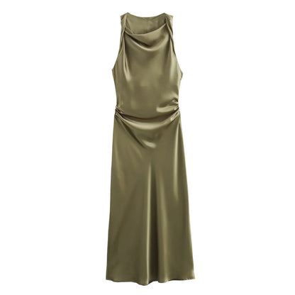 Chic Satin Midi Dress for Her | Maricar