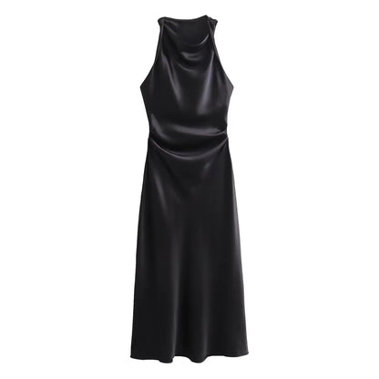 Chic Satin Midi Dress for Her | Maricar