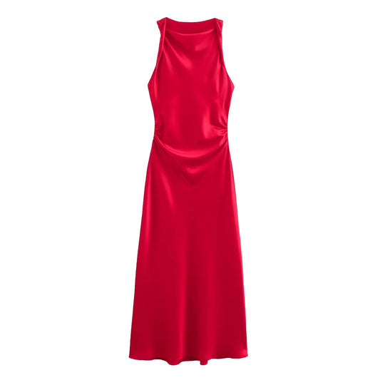 Chic Satin Midi Dress for Her | Maricar