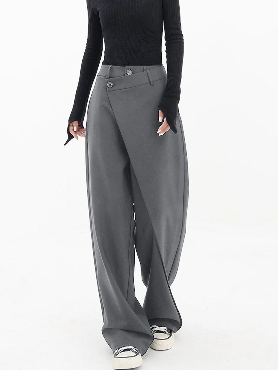 High - waisted unique design wide leg woman trousers | Adelina