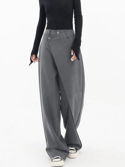 High - waisted unique design wide leg woman trousers | Adelina