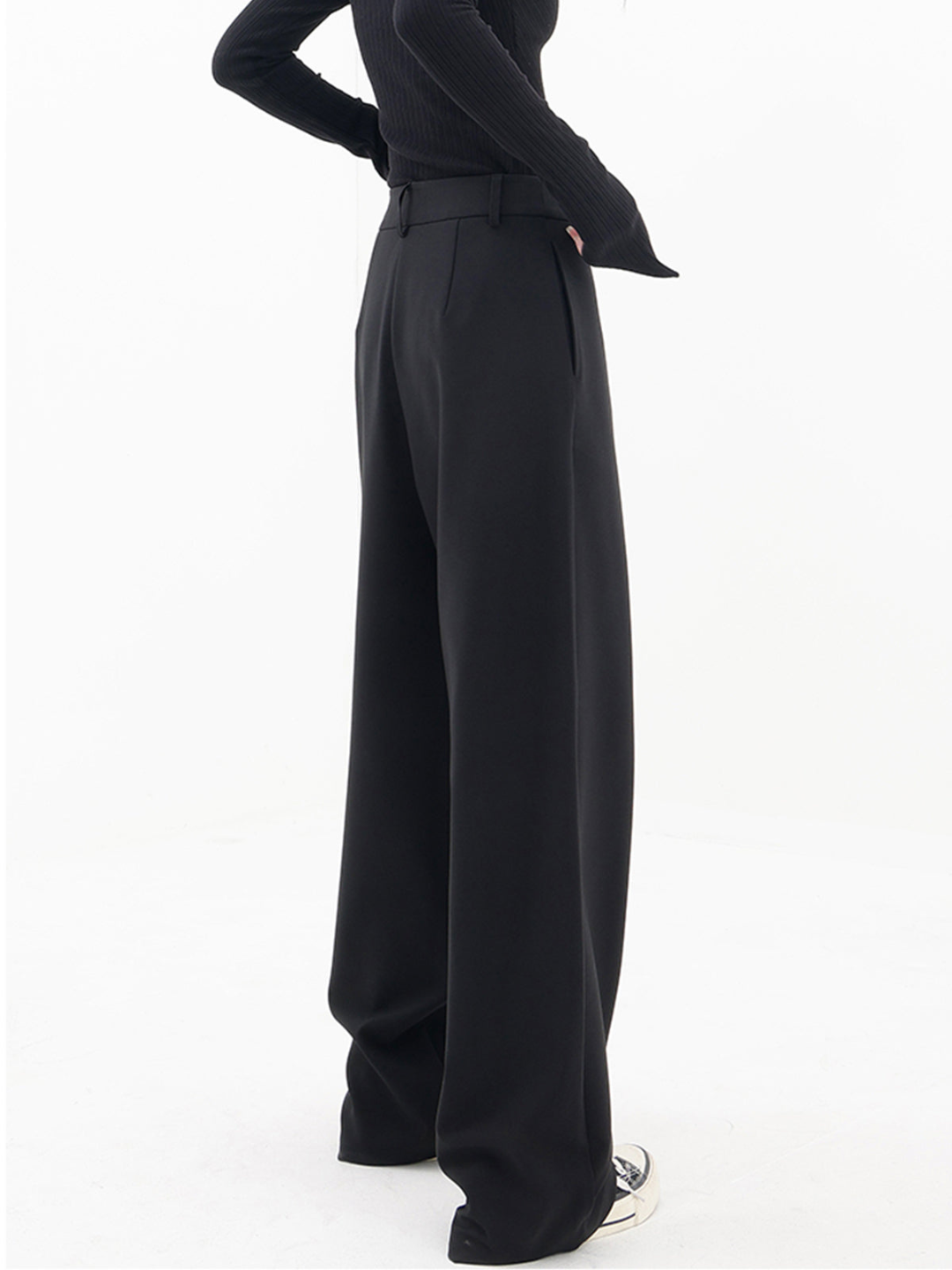 High - waisted unique design wide leg woman trousers | Adelina