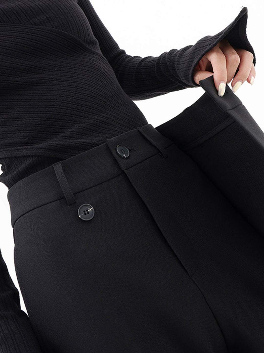 High - waisted unique design wide leg woman trousers | Adelina