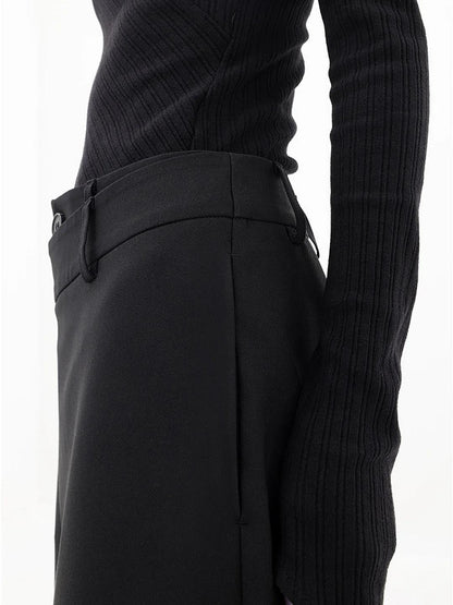 High - waisted unique design wide leg woman trousers | Adelina
