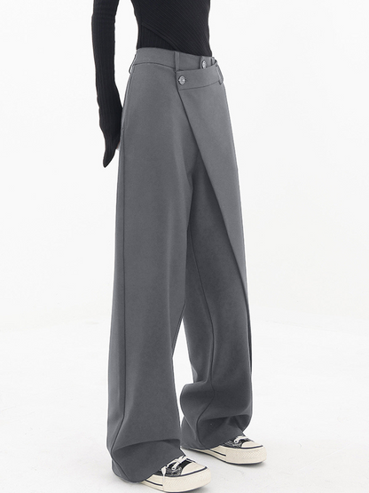 High - waisted unique design wide leg woman trousers | Adelina