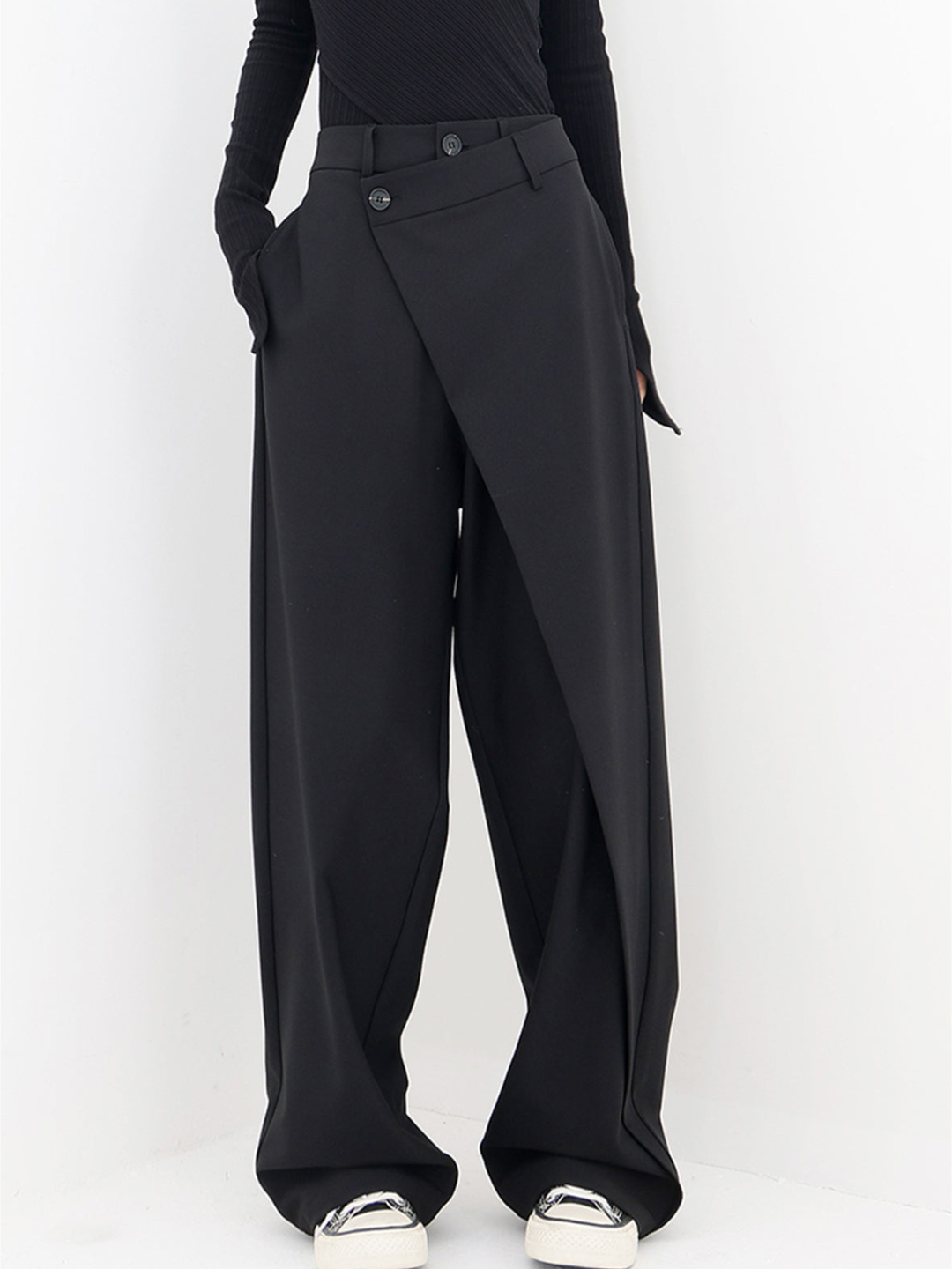 High - waisted unique design wide leg woman trousers | Adelina