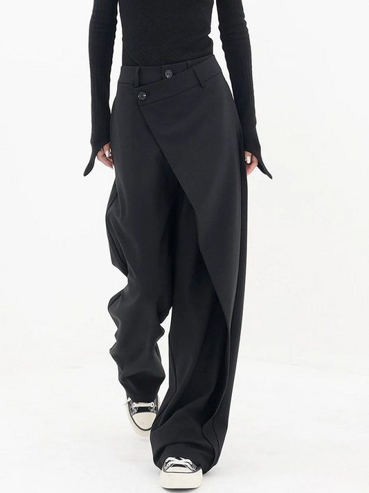 High - waisted unique design wide leg woman trousers | Adelina