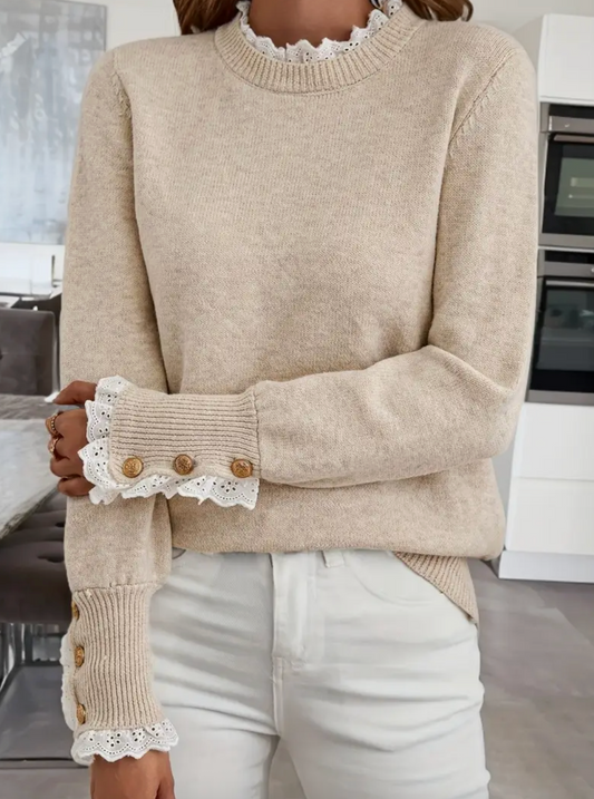 Romantic beige autumn sweater | Amanda