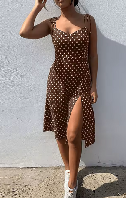 Summer sun dress with dots and flowing skirt | Malena